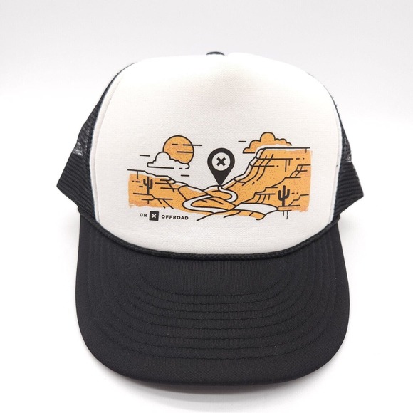 On X Backcountry Maps Mesh Trucker Rope Snapback Hat Foam Ball Cap Outdoor Black - Picture 2 of 7